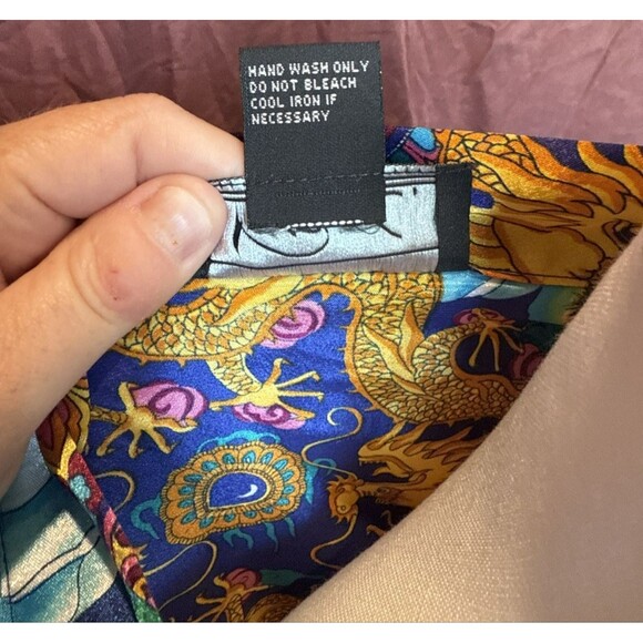 Vintage Dora C. Robe Kimono Floral Asian Multicolor Long Satin - Picture 8 of 9